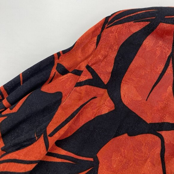 Zara Size Small Leaf Print Collar V-Neck Button Front Long Sleeve Blouse Satin - Picture 12 of 12